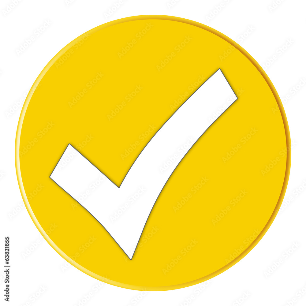 Button - Checksymbol - yellow - g827 Button - Checksymbol - yellow - g827