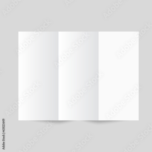 White stationery: blank trifold paper brochure