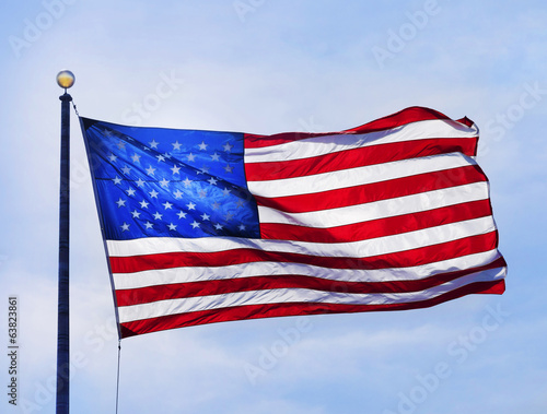 American flag fluttering in the wind
