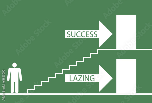 Illustration depicting a choice between laziness and success.