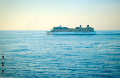 Cruise liner at sunset
