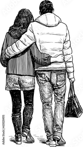 young couple on a walk