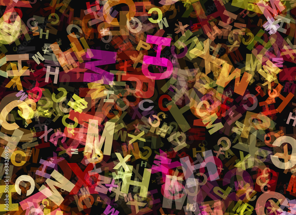 Fototapeta premium heap of abstract chaotic multicolored alphabet letters