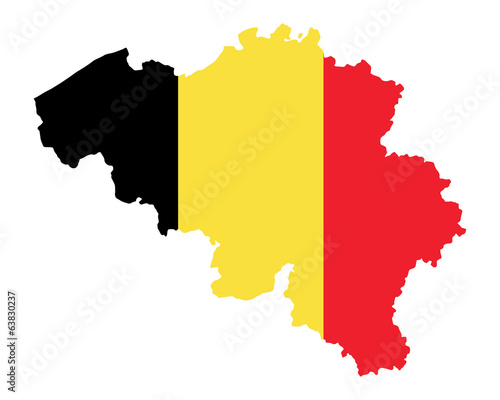 Karte und Fahne von Belgien