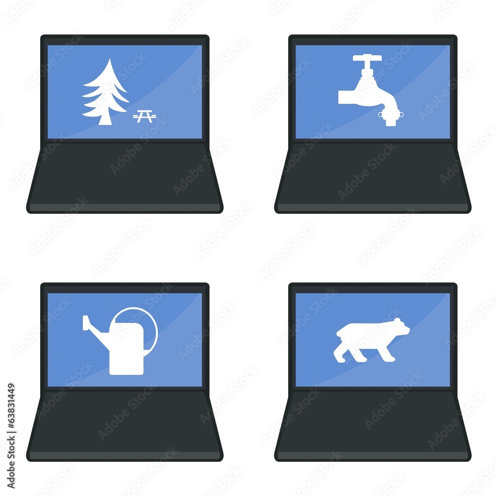 Symboles dans 4 ordinateurs portables Symboles dans 4 ordinateurs portables