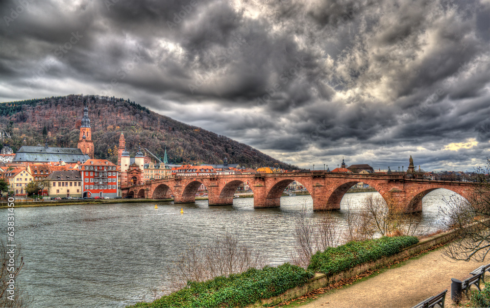 View of Heidelberg with Alte Brucke - Baden-Württemberg, Germany