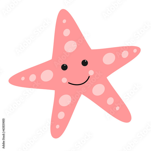 Estrella de mar rosa aislada sobre fondo blanco. Ilustración vectorial