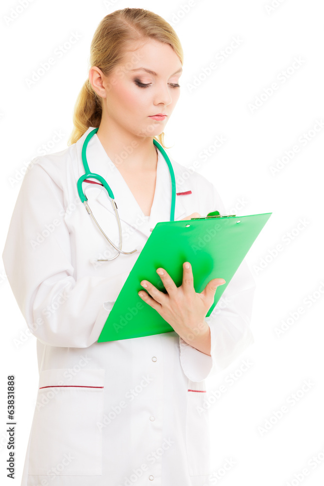 Woman doctor in lab coat with stethoscope. Medical Woman doctor in lab coat with stethoscope. Medical