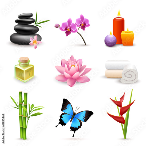 Realistic spa icons
