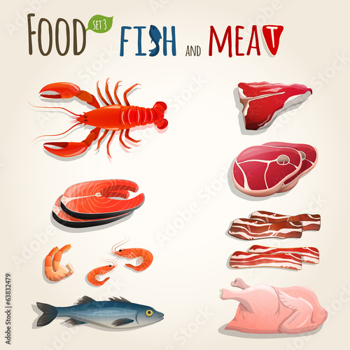 Fish and meat set