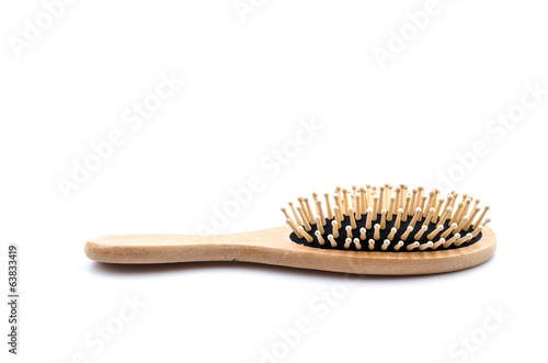 Wood comb isolated white background