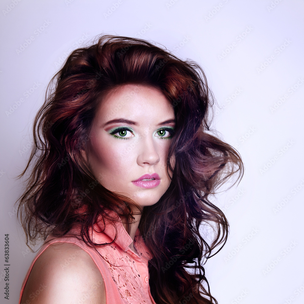 Beauty portrait of sensual brunette girl. Beauty portrait of sensual brunette girl.