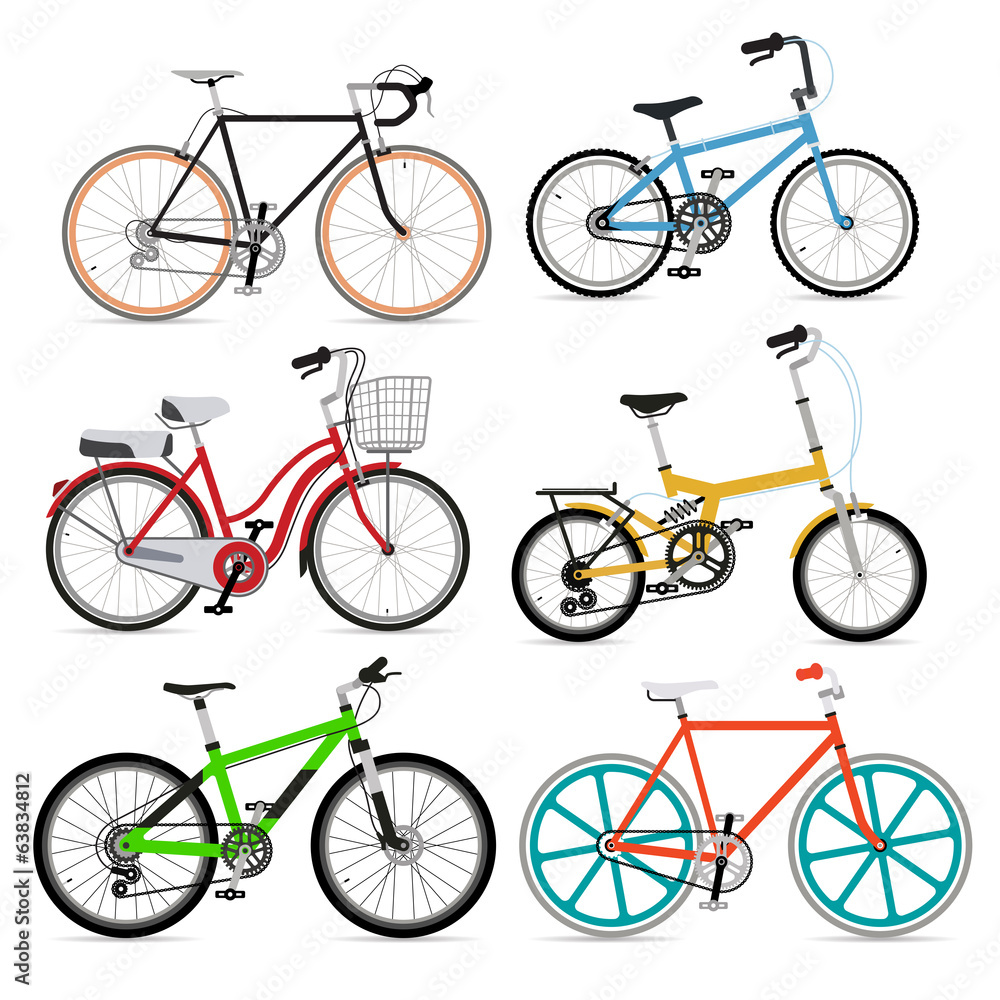 Naklejka premium Bicycle set. Vector Illustration.