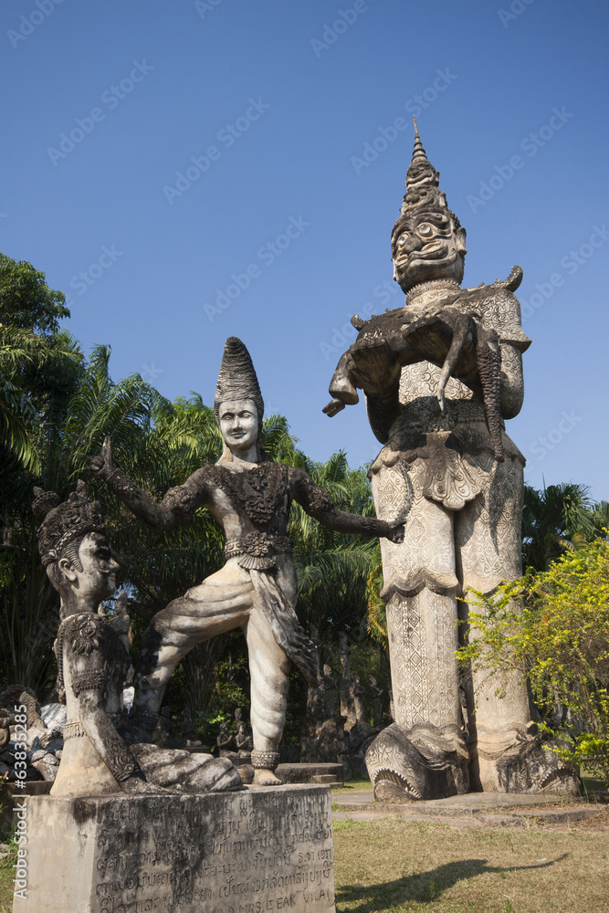 Buddha park in Vientiane, Laos. Famous travel tourist landmark o