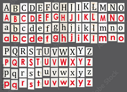 Anonymous alphabet on grey background.