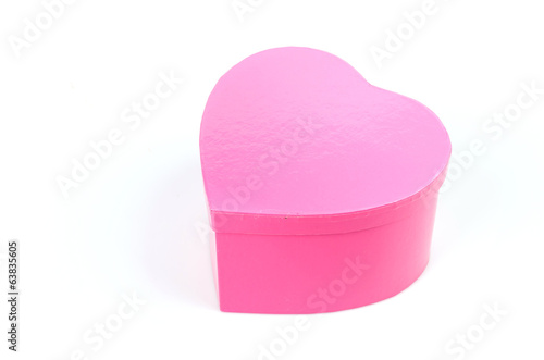 Pink heart box isolated white background