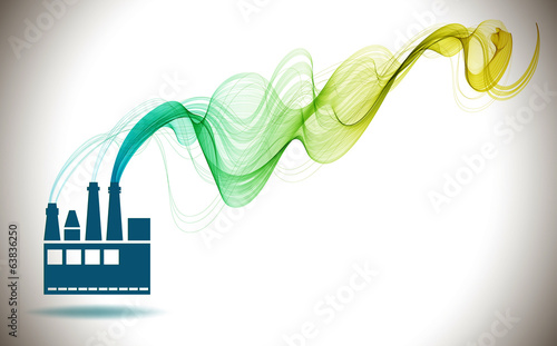 Factory icon and Abstract color wave