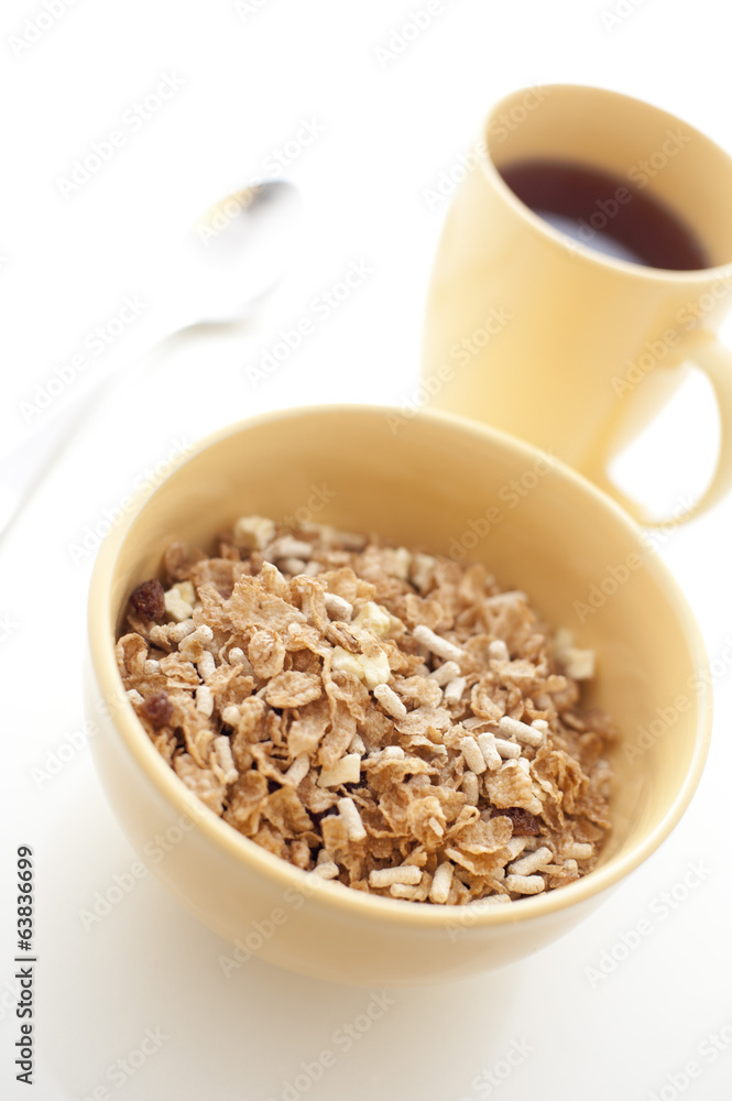 Breakfast cereal and coffee