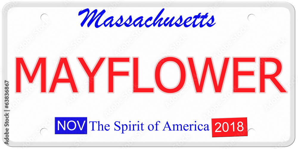 Massachusetts Mayflower License Plate Massachusetts Mayflower License Plate