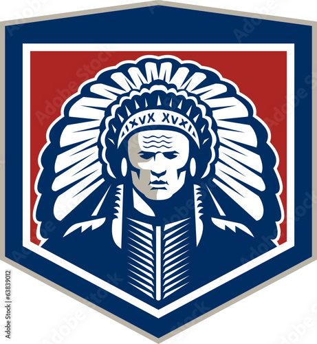 Native American Chief Shield Retro
