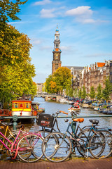 Stickers Amsterdam Prinsengracht met historische grachtenpanden  © sborisov