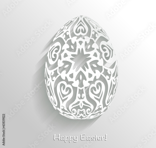 3D decorative ornamental egg on gray, happy easter illustration