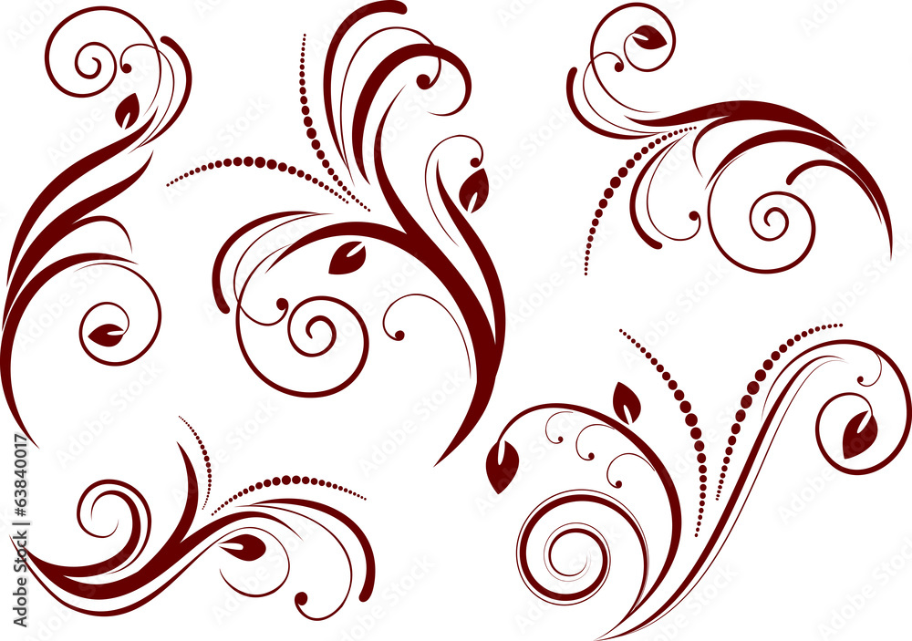 Set of decorative branches for design. Vector illustration. Set of decorative branches for design. Vector illustration.