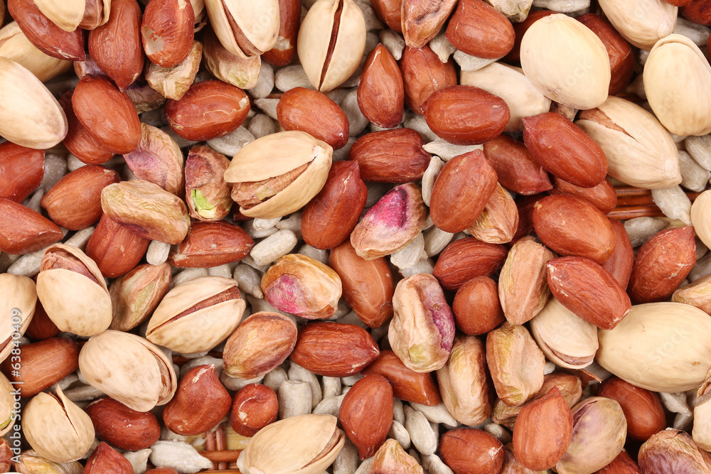 Background of different nuts.