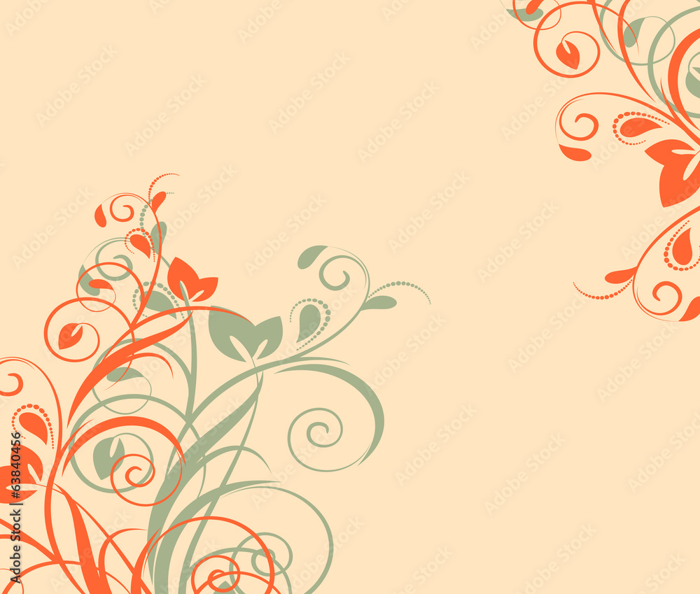 Floral abstract background with branch. Vector illustration.