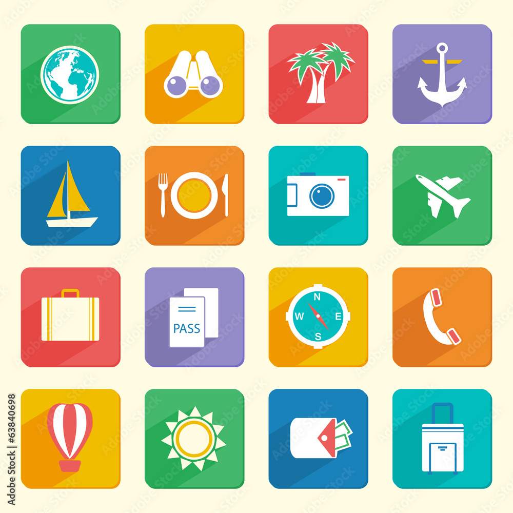Travel Vacation Icons Set Travel Vacation Icons Set