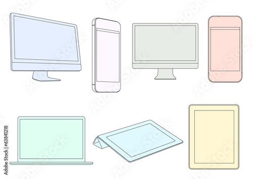 Digital devices in pastel colors