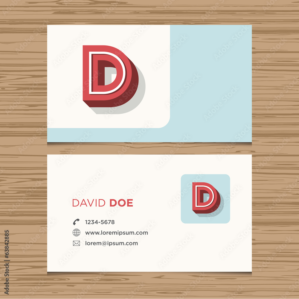 Fototapeta premium Business card template with alphabet letter D.