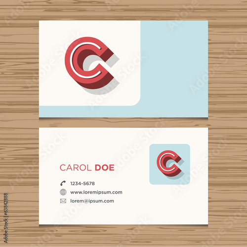 Business card template with alphabet letter C.