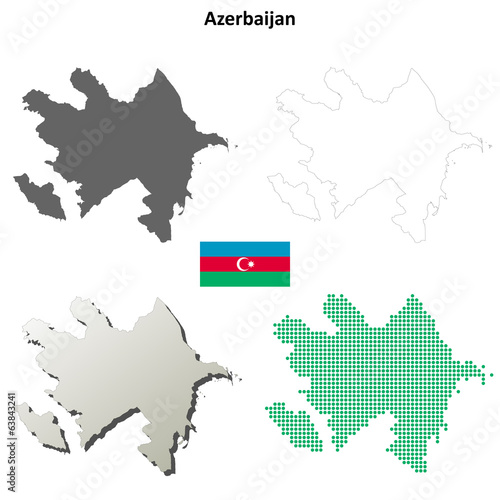 Blank detailed contour maps of Azerbaijan