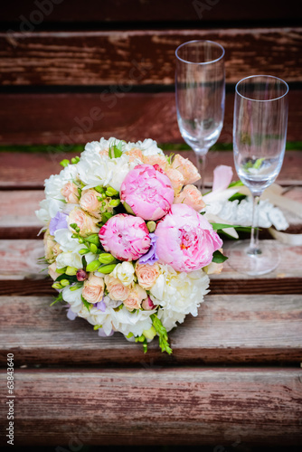 wedding flowers and glass