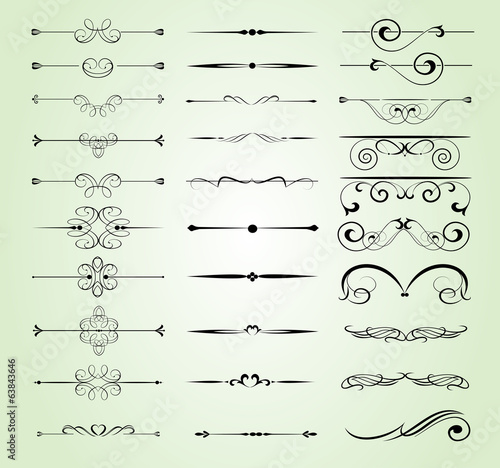 Set of decorative calligraphic elements for editable and design