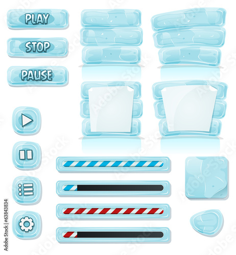 Cartoon Ice And Glass Icons For Ui Game