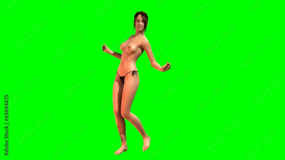 Hot Girl in sexy Bikini slip dances - green screen Hot Girl in sexy Bikini slip dances - green screen