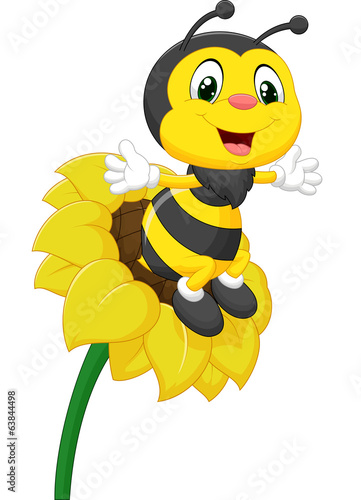 Bee character on the flower