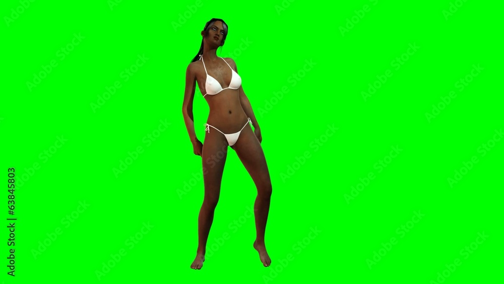Hot Girl in sexy Bikini dances - green screen Hot Girl in sexy Bikini dances - green screen