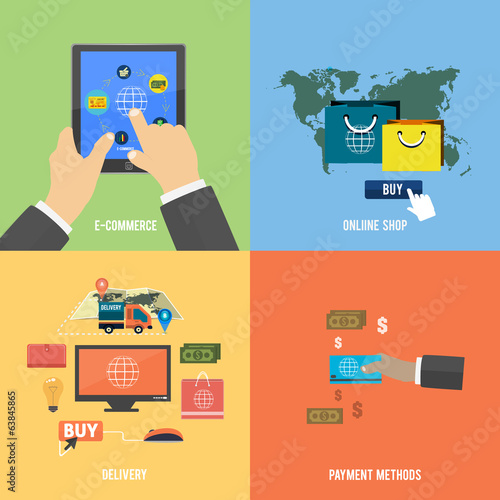 Icons for e-commerce, delivery, online shopoing.