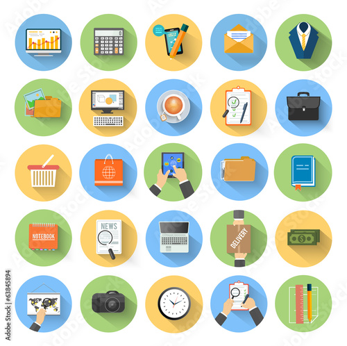 Business, office and marketing items icons.
