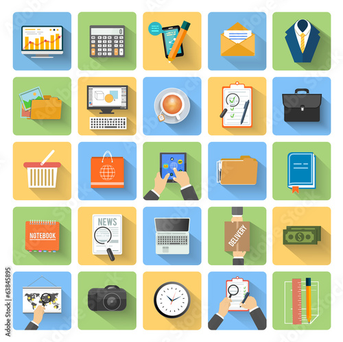 Business, office and marketing items icons.