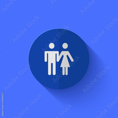 Vector modern flat blue circle icon.