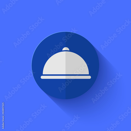 Vector modern flat blue circle icon.