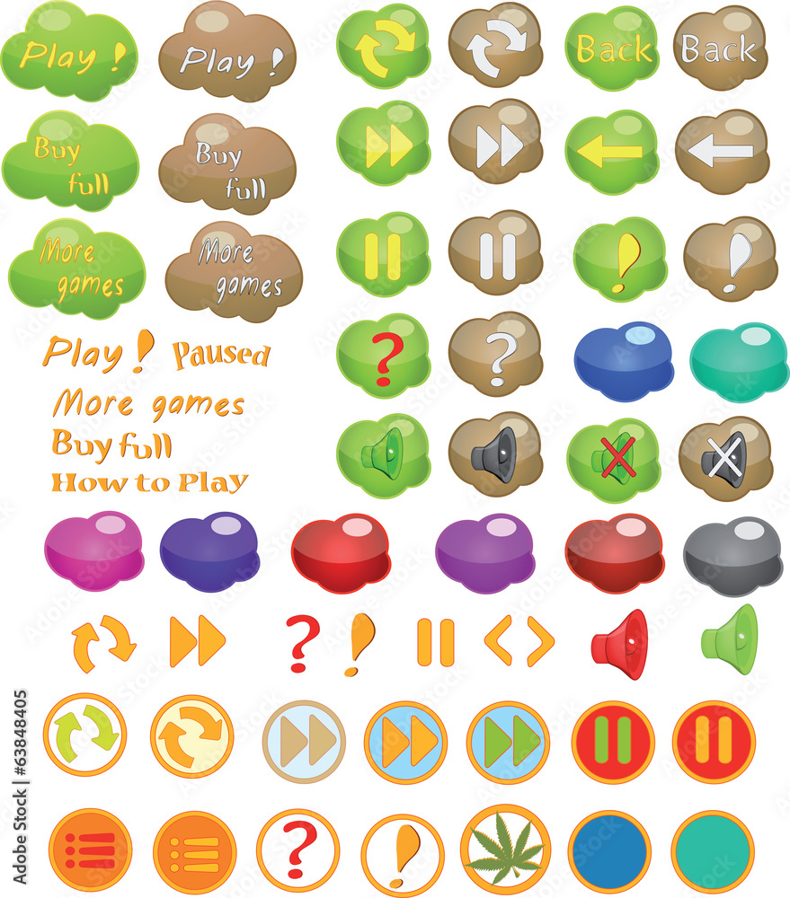 Set of icons for a computer game