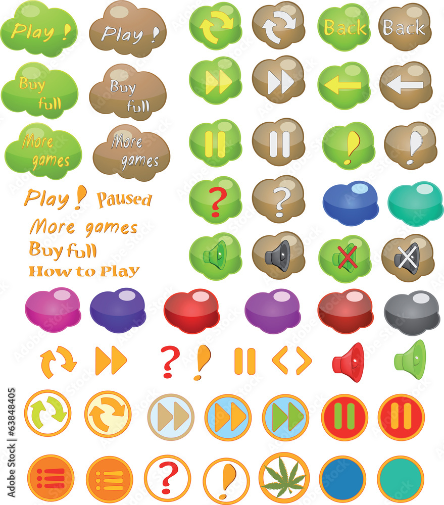 Set of icons for a computer game Set of icons for a computer game