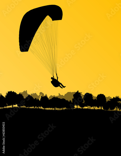 Paragliding vector background landscape concept vector