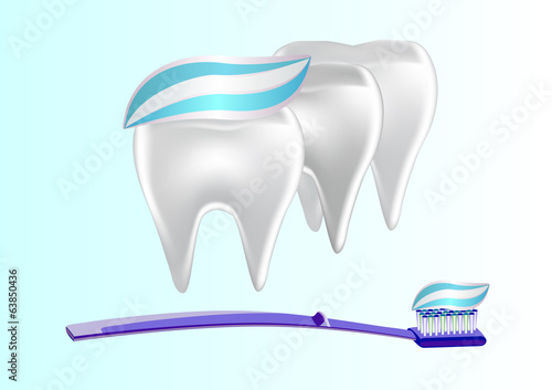Banner toothpaste teeth. vector