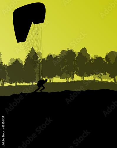 Paragliding vector background landscape concept vector